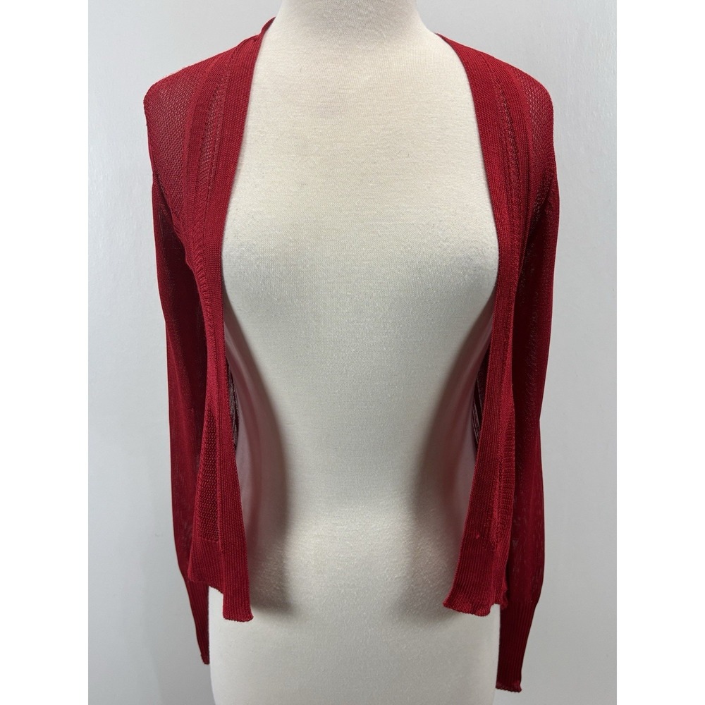 Vtg Cache Fine Knit Cardigan Sweater Sz Small Women's Red Open Front Y2K